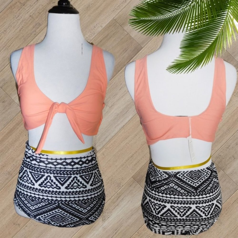MARINA VIDA ORANGE AND BLACK TWO PIECE SWIMSUIT